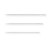 Three different sized needles laying horizontally